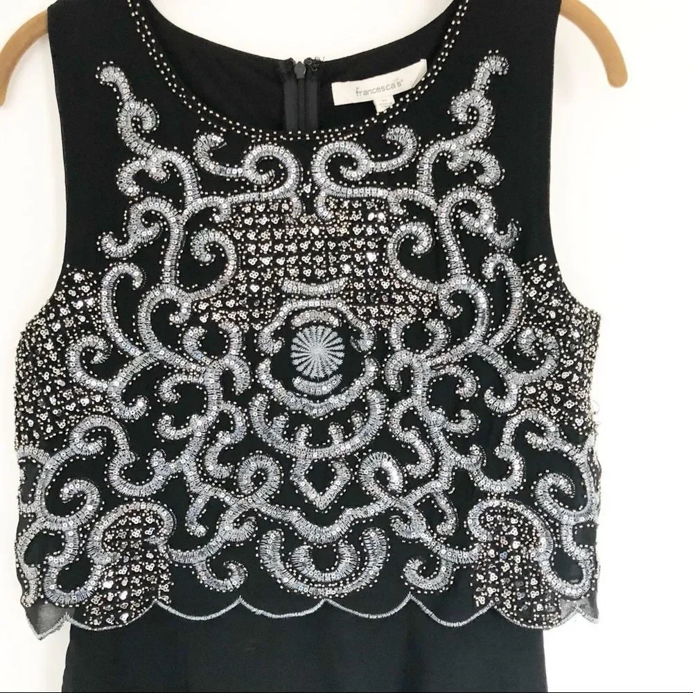 Francesca’s sequin pop-over dress Black Sz M